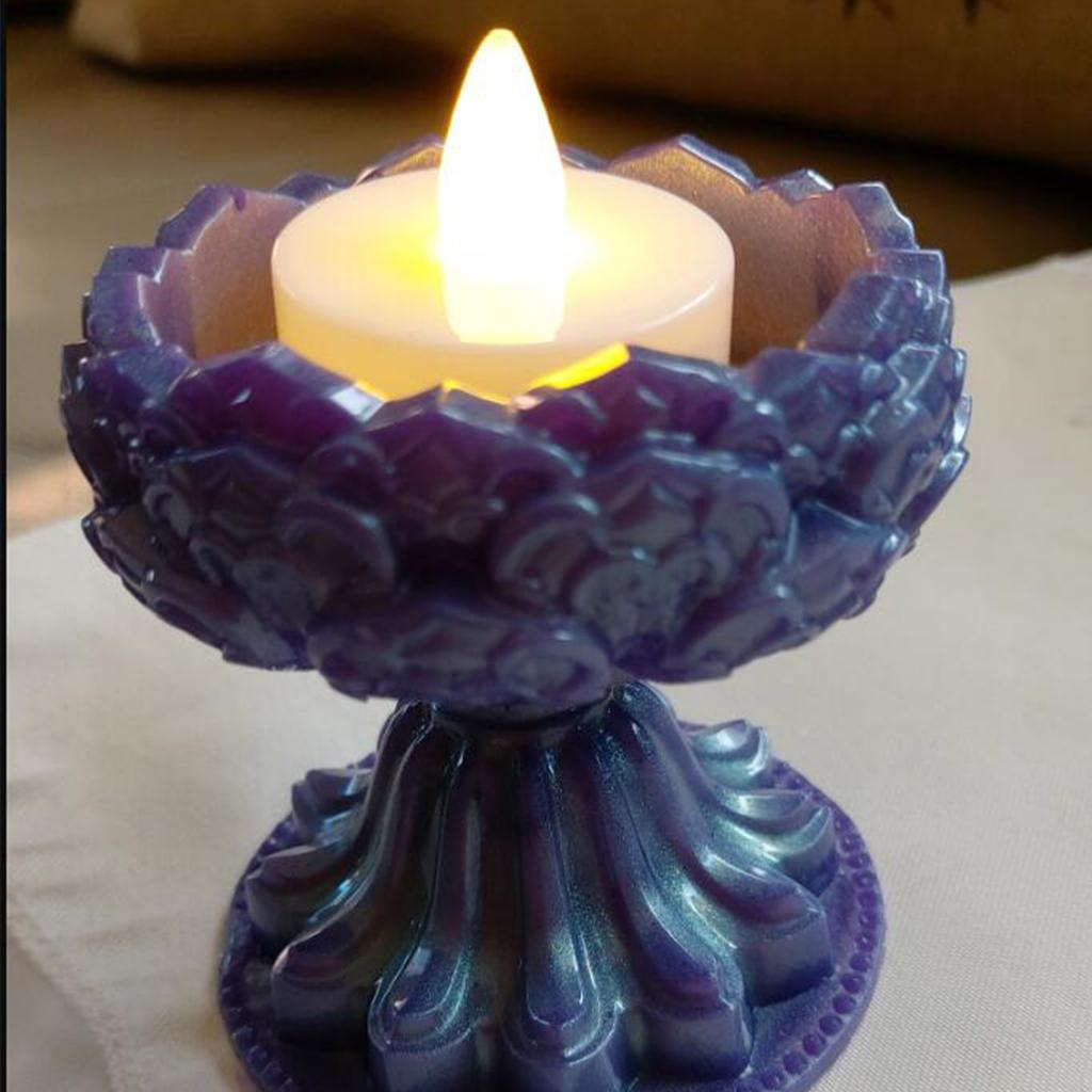 Flower Epoxy Molds for Resin Casting Lotus Tealight Candle Holder Silicone Molds Candlestick Resin Molds for DIY Ashtray
