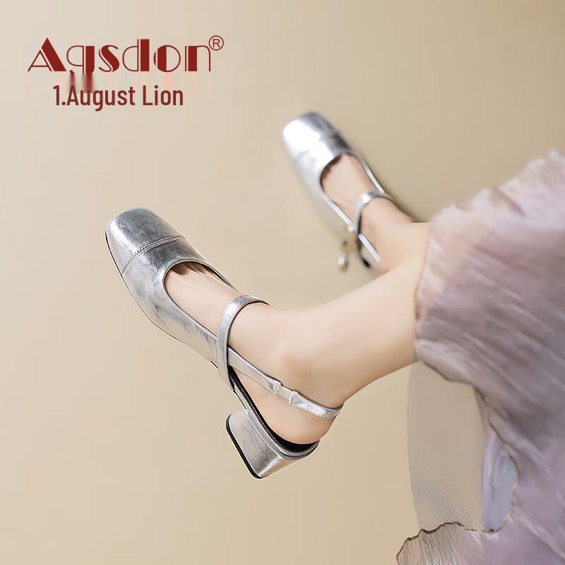 Agsdon Women s Chunky Heel Closed-Toe Sandals 38