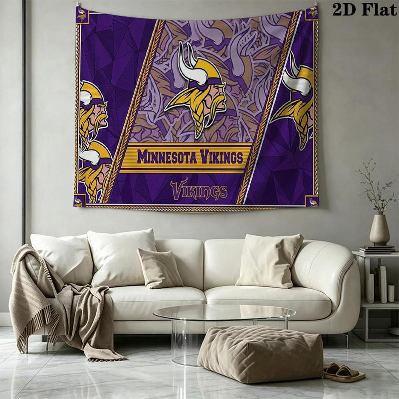 Minnesota Vikings Wandteppich Ästhetischer Wandbehang Bedruckter Stoffdecke Dekorative Wandteppiche für Schlafzimmer Wohnzimmer Heimdekoration