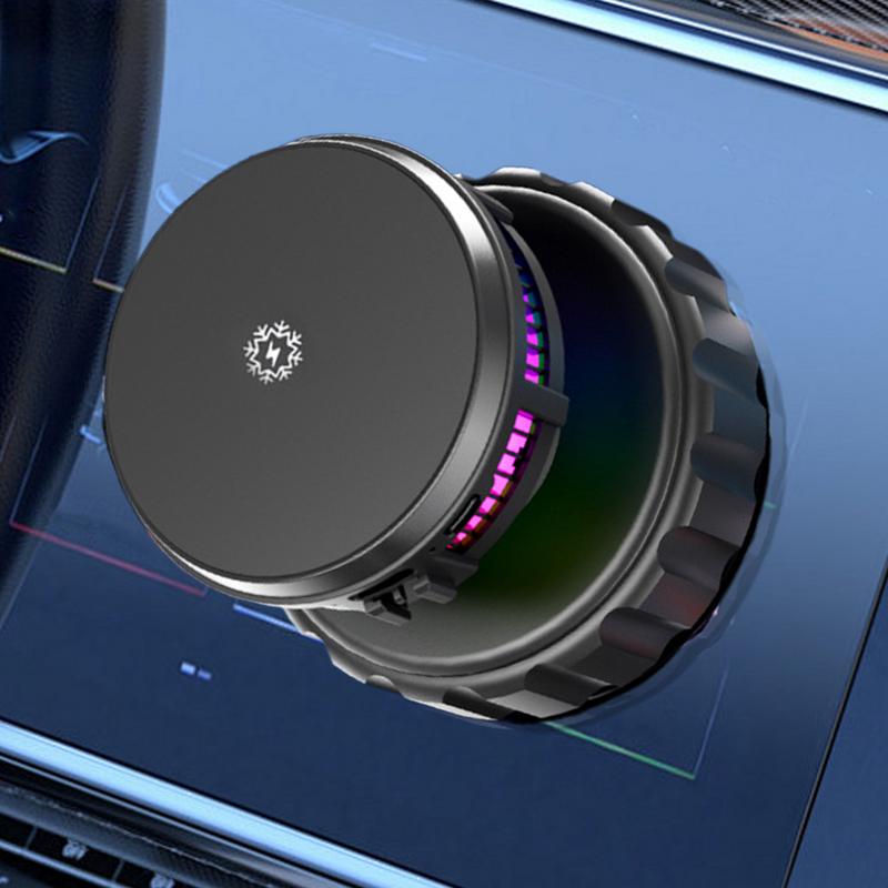 

15W Magnetic Car Phone Holder Wireless Charger Ice Cooling Phone Holder Mount With Mood Light For Road Trip Vehicle Truck CN