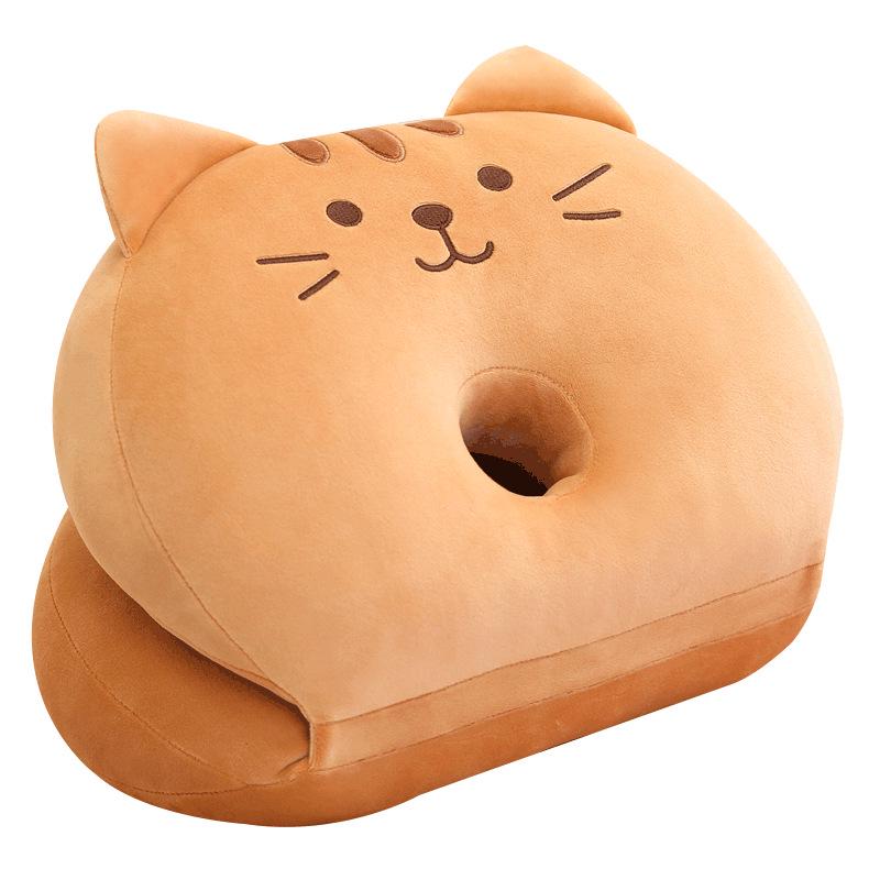 Cartoon Cat Neck Pillow: Folding Nap & Backrest Plush Doll for Office & Classroom
