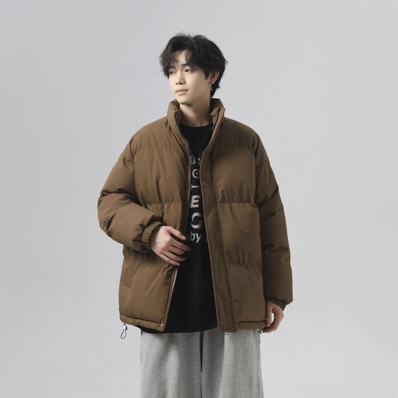 

Thickened cotton jacket men s winter warm bread jacket loose down cotton jacket winter jacket top men s trendy cotton jacket 4XL кофейный