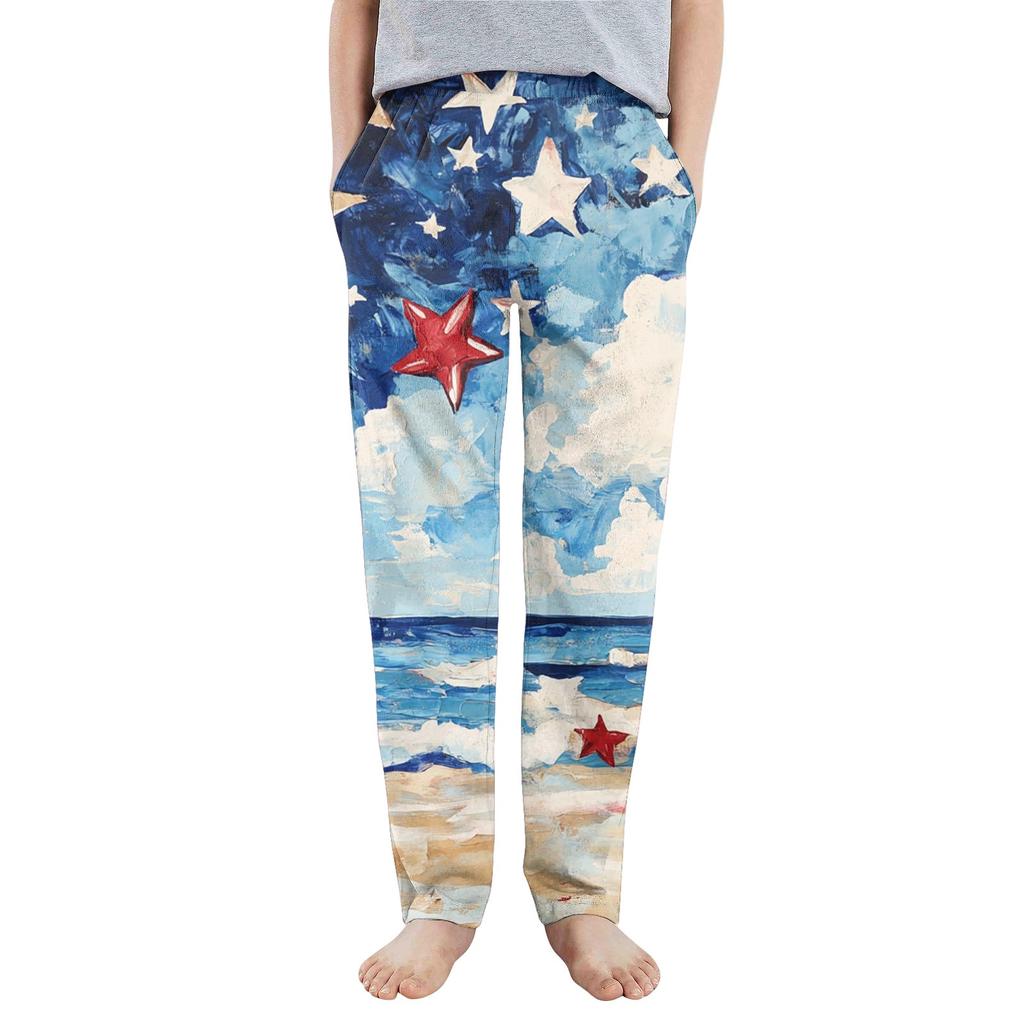 Kinder Jungen Mädchen Sport Unabhängigkeitstag Bedruckte Tasche Lässige Sporthose