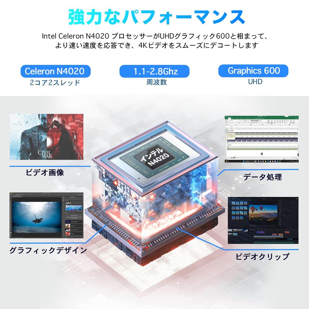 Laptop with Windows MS Office Celeron 8GB DDR4 512GB Expandable FHD IPS 1920x1080 Japanese 1MP 5G Silver 15.6-inch 11, 2019, N4020, RAM, SSD, SSD,