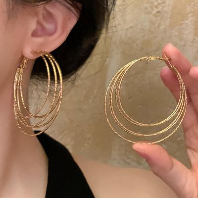 Large Hoop Earrings Trendy Fashionable Personalized Magazine Style Exaggerated Circle Punk Style Earrings