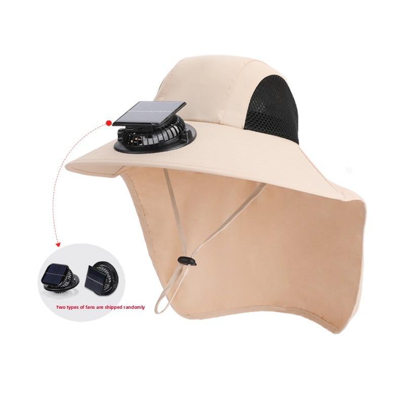 

Summer Sun Protection Cap With Large Brim And Builtin Fan For Outdoor Fishing And Hiking
