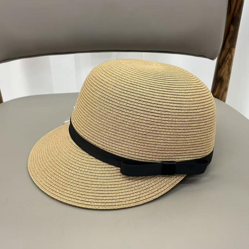 Export quality fine straw daily order simple face small equestrian hat women's summer sunscreen versatile sunshade cap