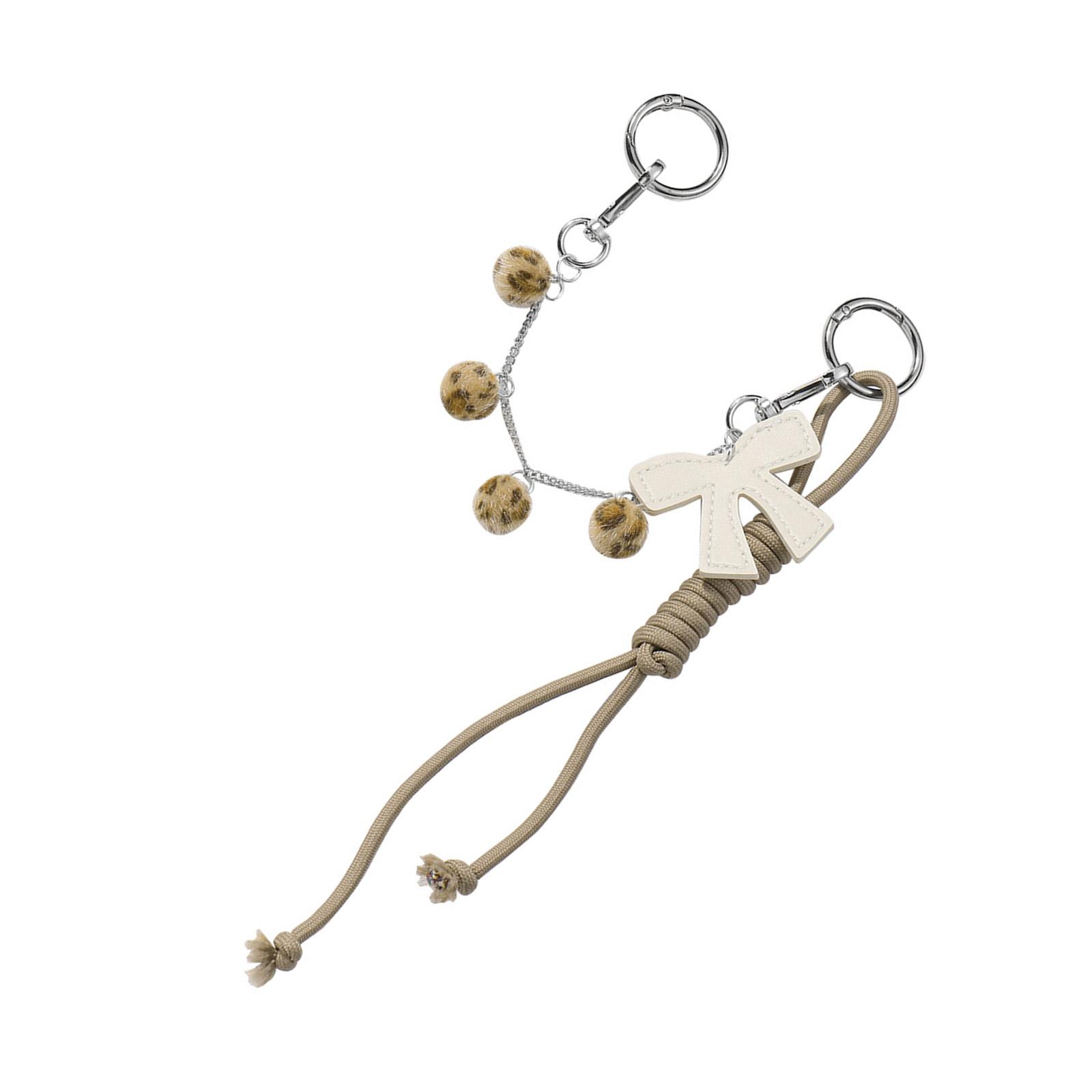 

Стильный брелок для сумки в виде бантика из искусственной кожи для женщин с помпонами, кисточками и цепочкой для сумки через плечо для украшения A