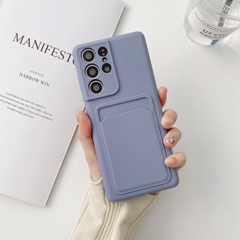 Cover posteriore per telefono in TPU color caramella con slot per carte di credito Custodia a portafoglio per Samsung Galaxy A12 A32 A42 A52 A72 S20 S21