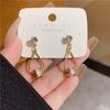Silver needle small waist stud earrings female, temperament geometric water drop zircon earrings small fragrant wind earrings