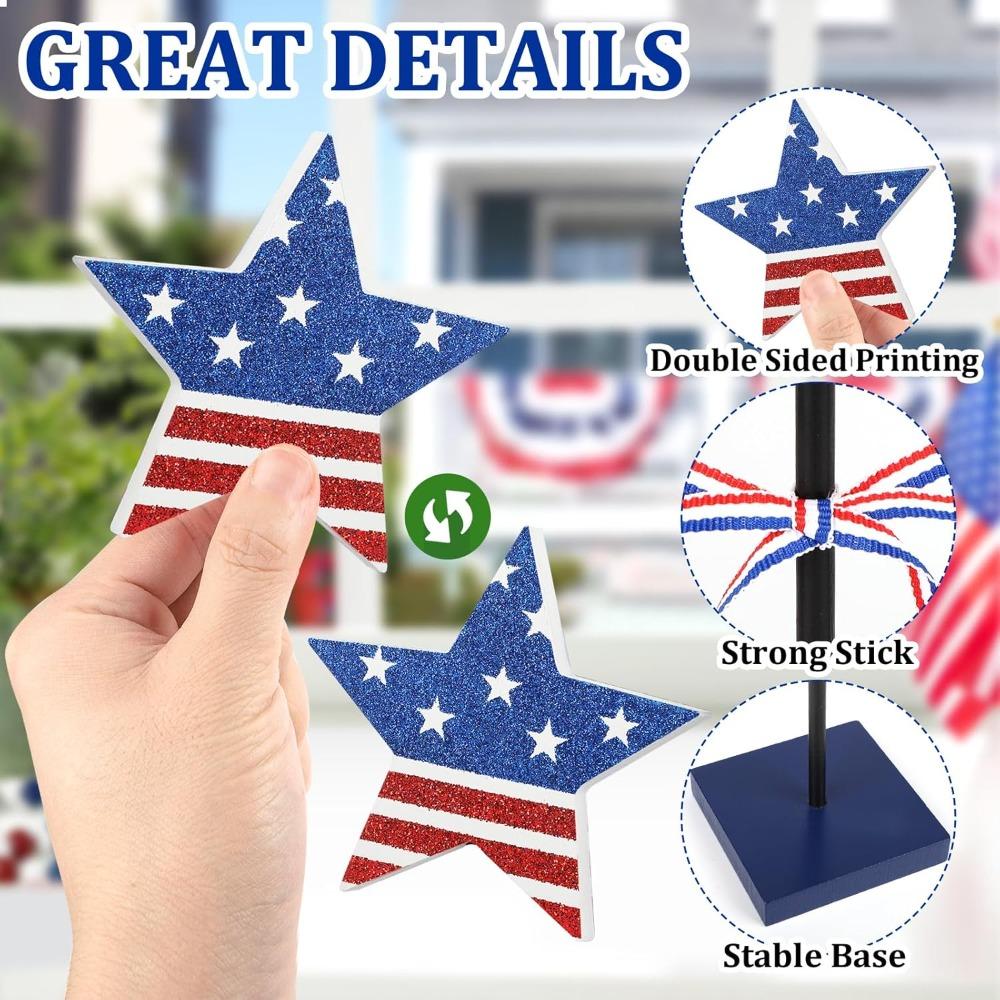 3PCS Veterans Day Table Decorations Rustic Patriotic 4th of July Tiered Tray Decor, Red White and Blue Decor Veterans Day