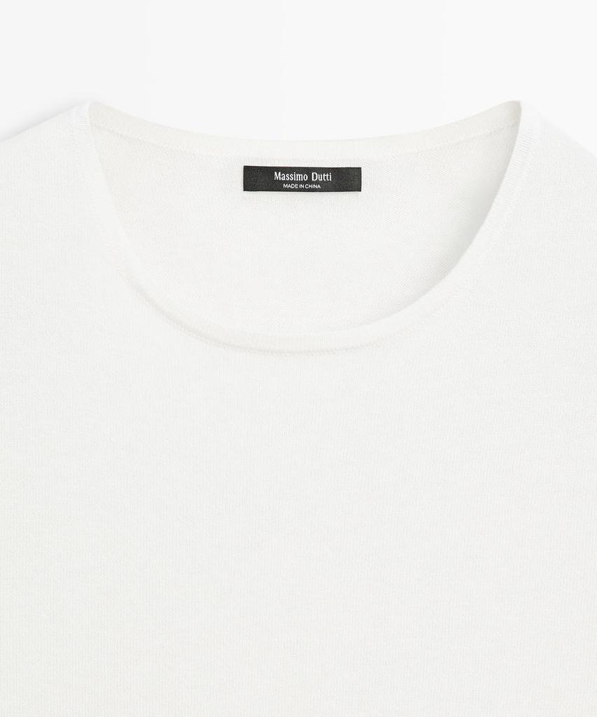 Masimodutti Cotton Blend Knit Short Sleeve Sweater