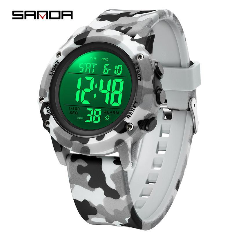 Sanda Youth Camouflage Luminous Multifunctional Waterproof Sports Watch