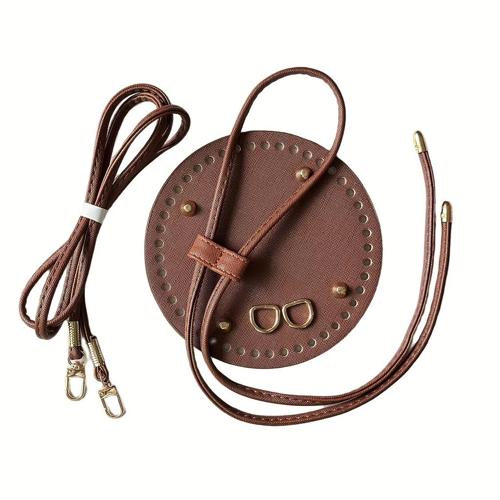 3Pcs DIY crochet dumpling bag accessory set - adjustable shoulder strap, zipper, and durable faux leather base