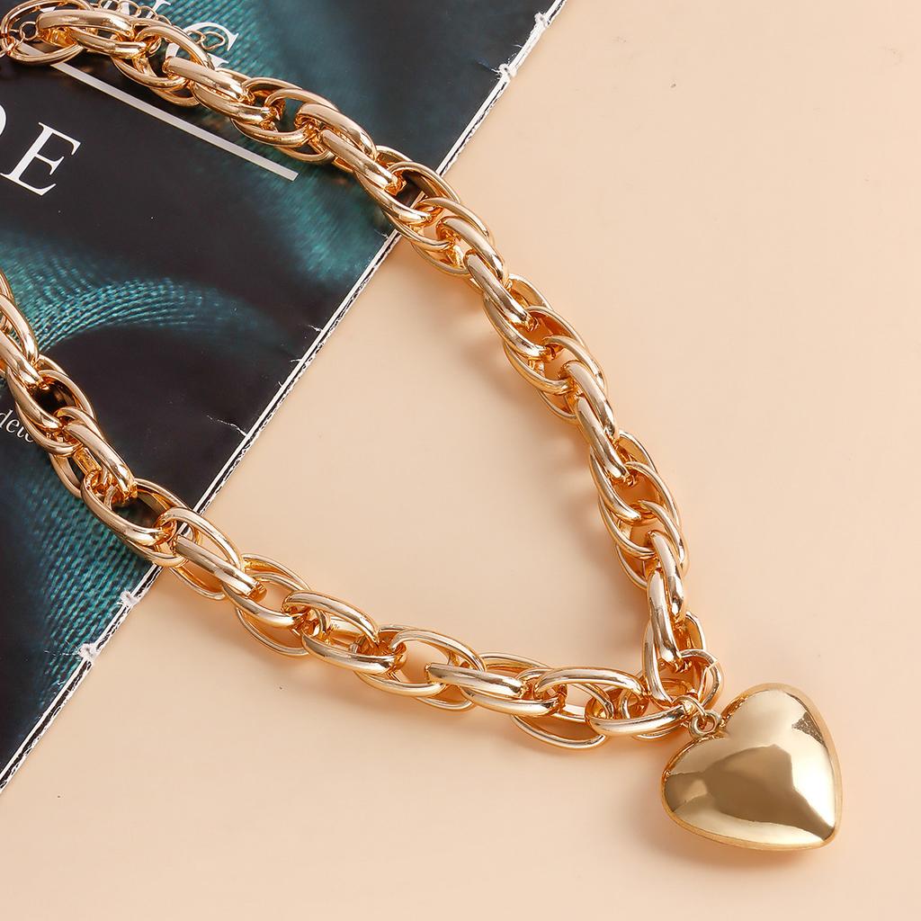 Layered   Heart Necklace O Shaped Fashionable Personalities   Necklace for Women