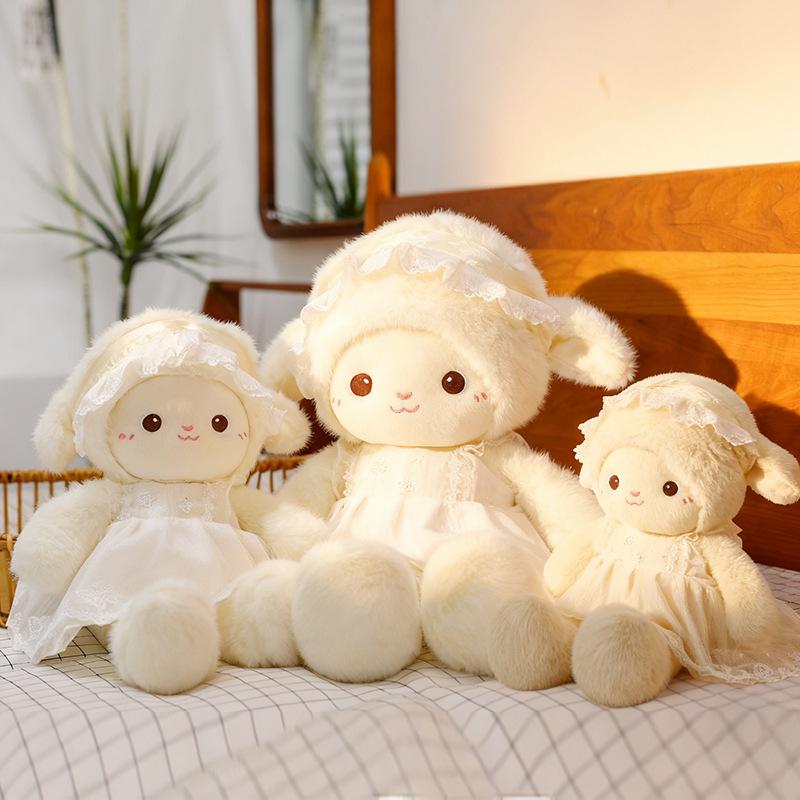 New cute running milk Fu good night skirt lamb plush doll girl sleeping throw pillow children's birthday Qixi Festival
