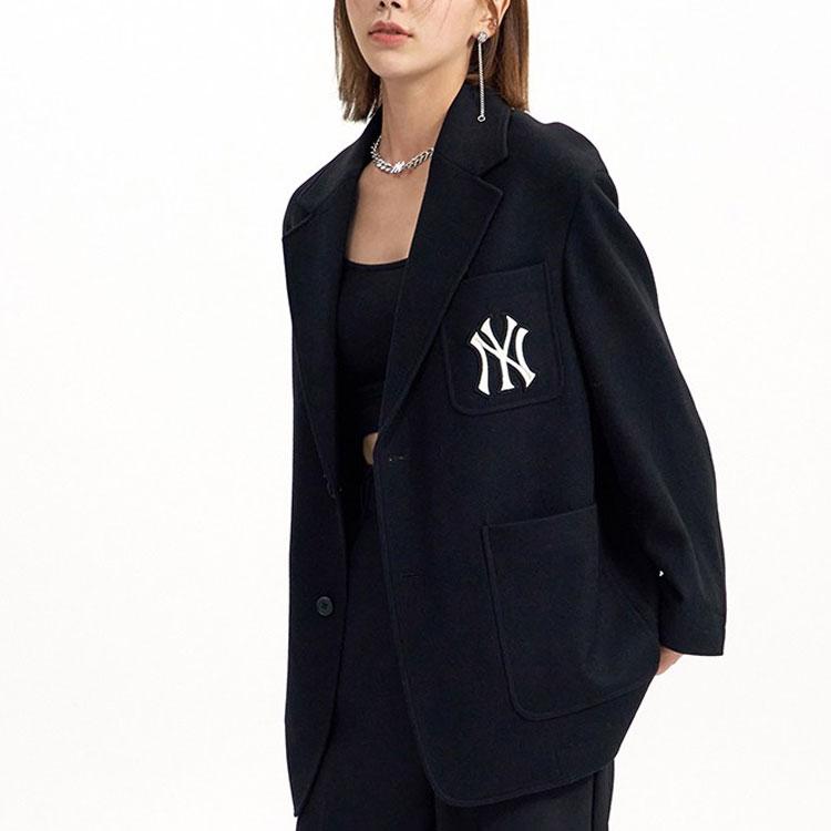 MLB Sonbahar Kış 22 Düz Renk Logo İşlemeli Günlük Bol Takım Elbise Unisex takım Elbise Siyah 3AJKB5224-50BKS