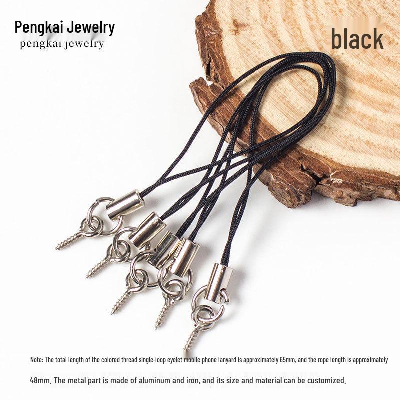 Kolorowy Pasek do Telefonu Komórkowego z Zawieszką z Oczkiem i Sznurkową Lalką - DIY Ręcznie Robiona Biżuteria Akcesoria