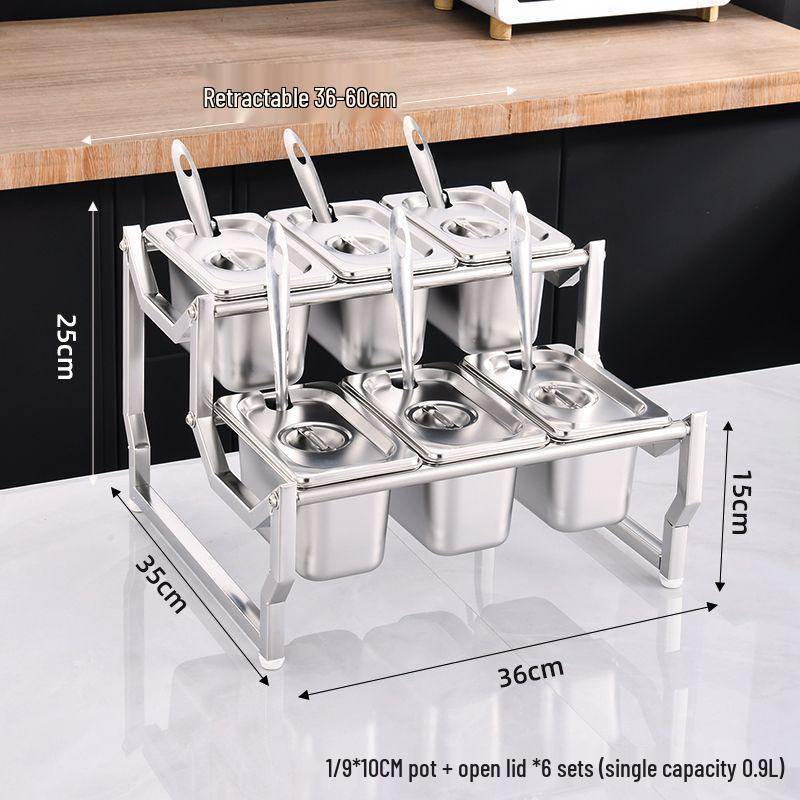 Commercial Stainless Steel Multi-Compartment Condiment Tray Set for Milk Tea Shop
