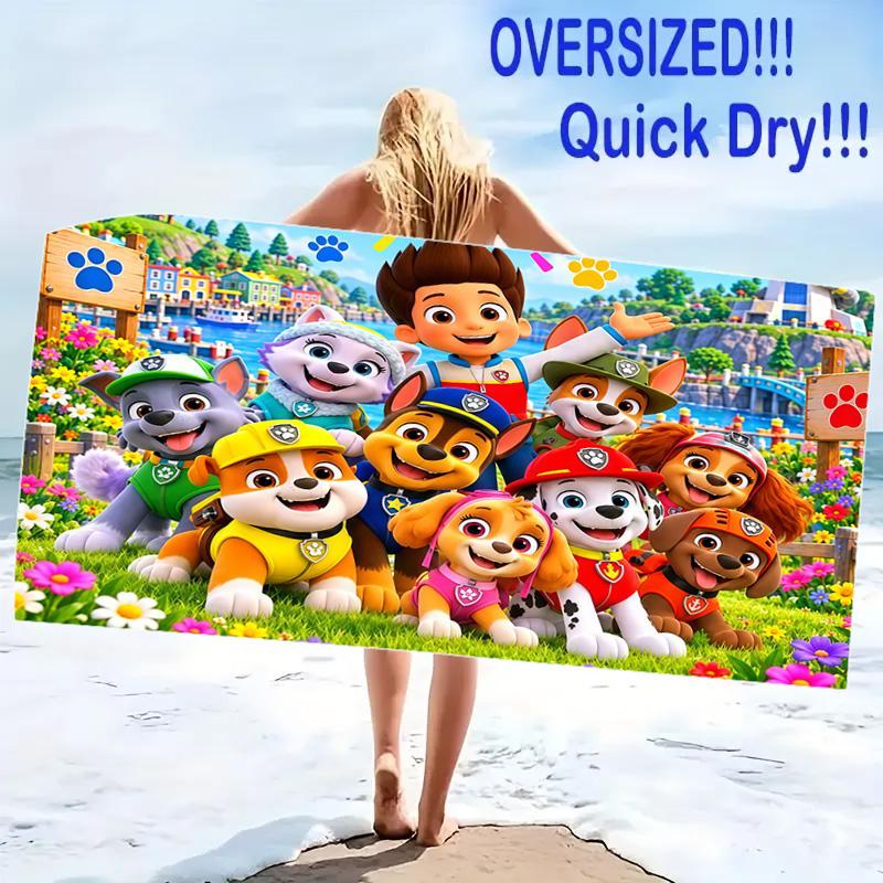 Paw Dogs Print Beach Towel, Large Soft Quick Dry Towel for Beach Camping Swimming