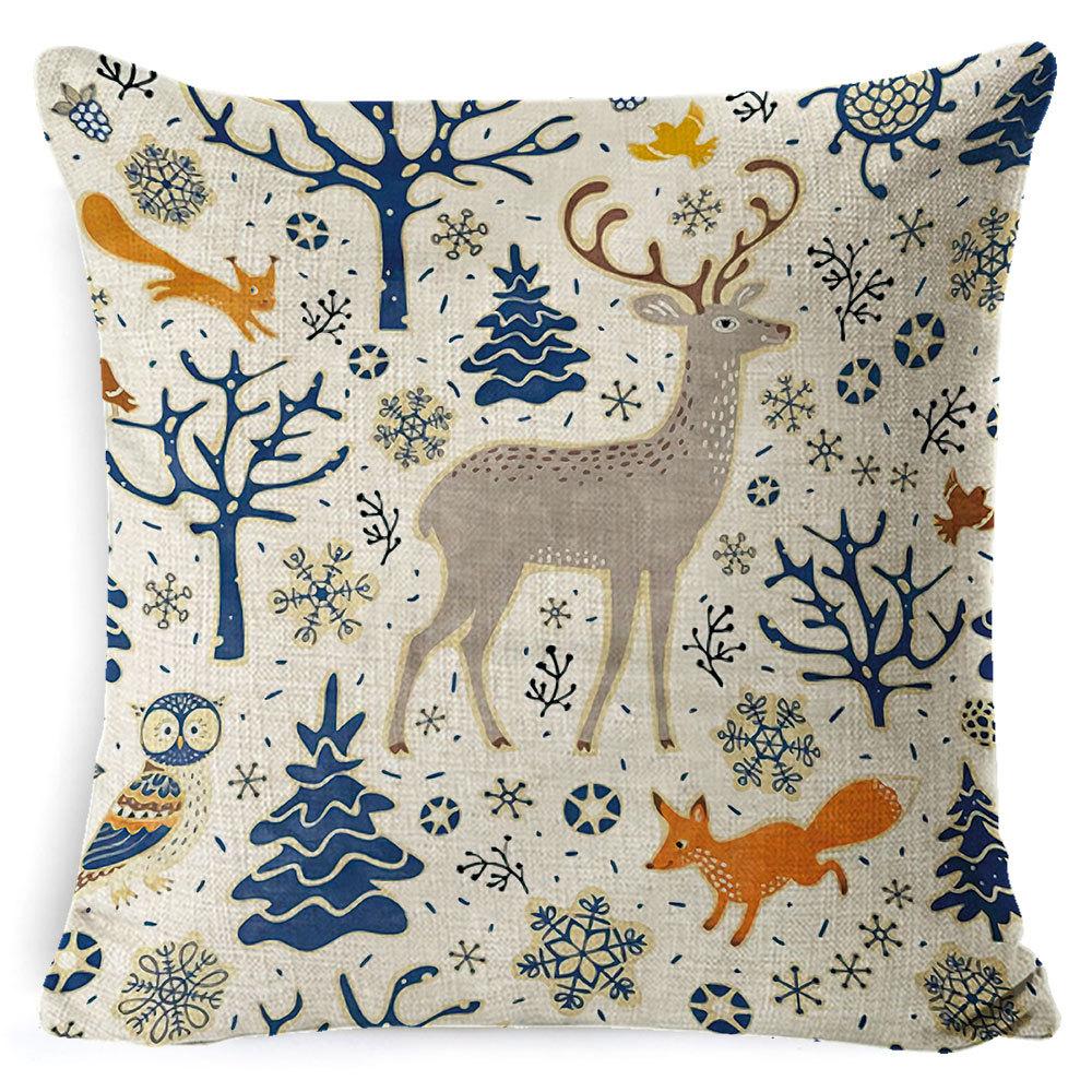 Furniture New Linen Pillow Christmas Pillowcase Sofa Cushion Home Lumbar Pillow
