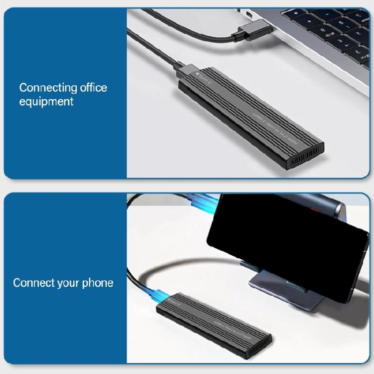 Aluminum M.2 Double Protocols Solid Disk Enclosure Adapter Box for Fast USB3.2 and Type C Solid Disk Case