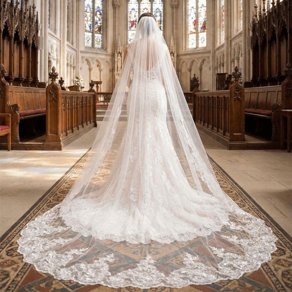 3/4M Long Veil Lace Bridal Veil with Comb Mesh Bridal Veil White Wedding Veil Bridal Accessories