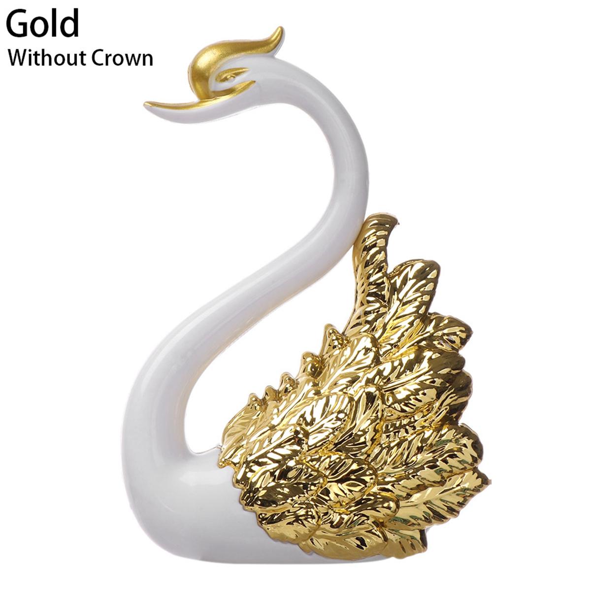 

Desktop Baking Decoration Table Anniversary Ornament Cake Topper Miniatures Swan Figurine gold without crown