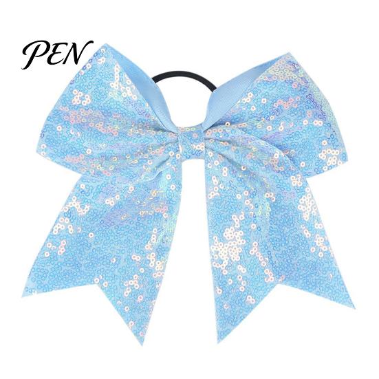 Hair Accessories for Cheer Sequins Bows, Elastic Tie, Large Cheerleading Sequin Bows Band Ponytail Holder, Glitter Scrunchies Women Girls Teens
