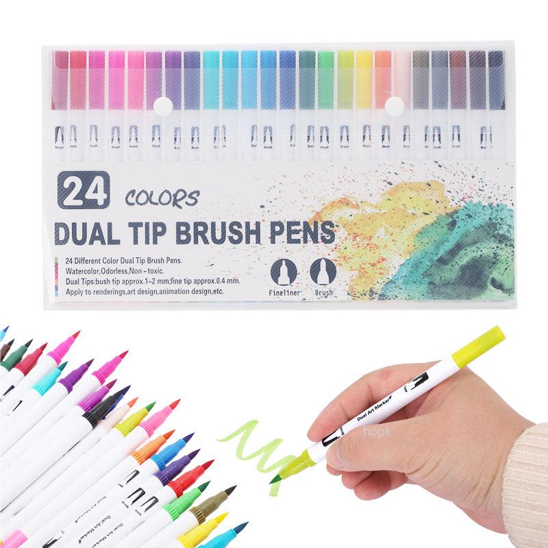 132/24 Colors Dual Tips Watercolor Brush Pen Set Art supplies, for Kids Adult Coloring Book Christmas Cards Drawing Markers