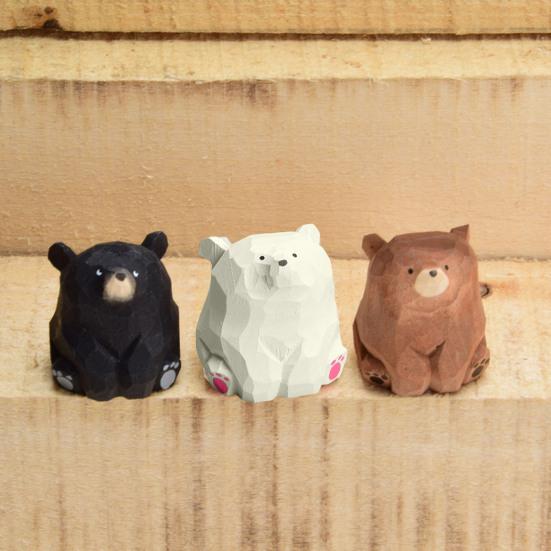 Dřevěná figurka medvěda Miniaturní socha medvěda Rustikální ozdoba na stůl zvířátka do ložnice Dekor do dětského pokoje
