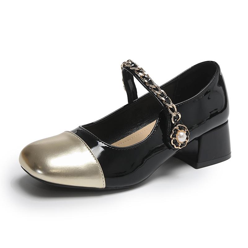 Soft leather Mary Jane shoes 2025 spring and summer new women's kitten heel soft sole versatile block heel small leather shoes