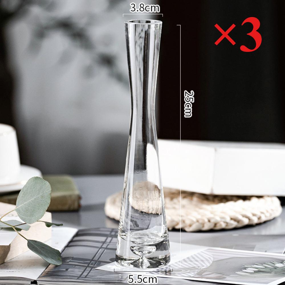 Vaso Trasparente in Vetro Stile Europeo Creativo Bocca Inclinata Artistico Semplice per Piante Idroponiche Fiori Tavolo Decorazione Casa