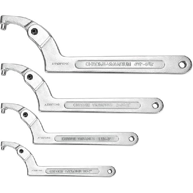 4 pcs Spanner Wrench Set, Adjustable C Pin Spanner Hook Wrench Tool for Machine Tools, Vehicles, Mechanical Equipments,Round Head (4pcs Round Head) 4pcs Round Head