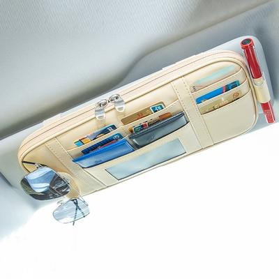 Car Driver License Storage Bag Sun Visor Sunglasses Card Holder
