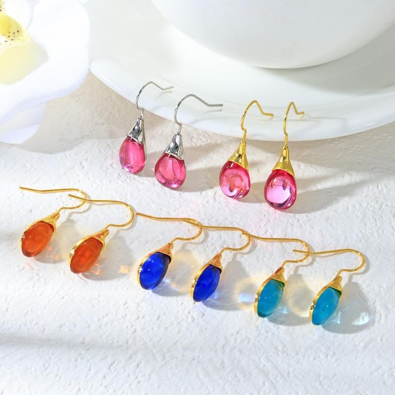 European and American Crystal Jewelry High-end Long Teardrop Earrings Fashionable Light Luxury Colorful Zircon Earrings