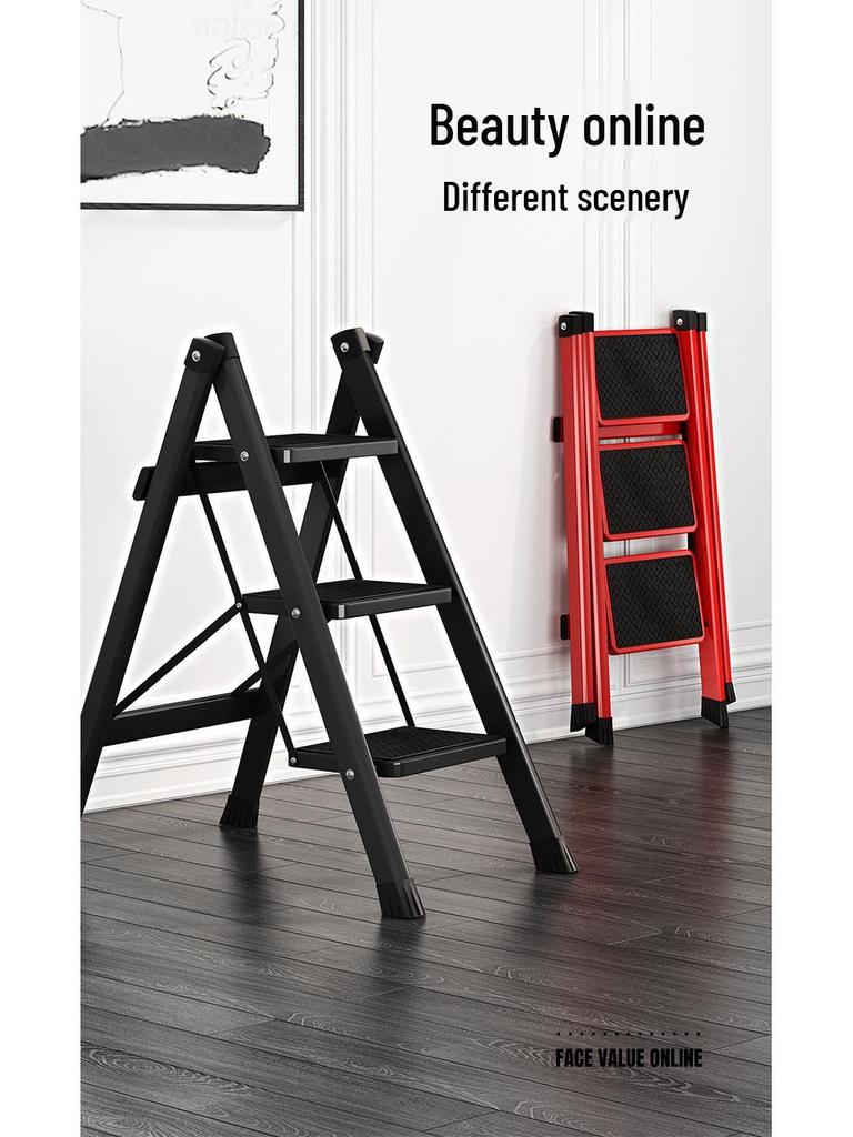 Folding Small Indoor Ladder: Multi-functional A-frame with Non-slip Steps, 2 or 3 Steps