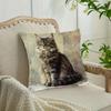 2D Flat- Vintage Rustic Maine Coon Cat Throw Pillow Cover Decorative Square Cushion Case For Sofa Bedroom Living Room