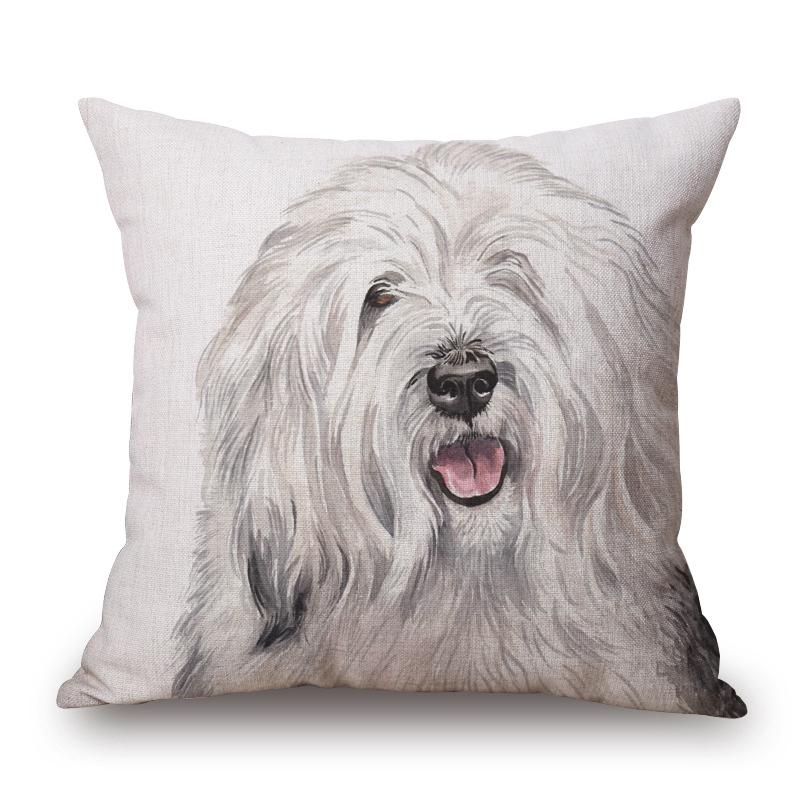 Hand Painting Dog Posters Cushion Cover Greyhound Bull Terrier Labrador Animals Portrait Pillowcase Decorative Pillows For Sofa