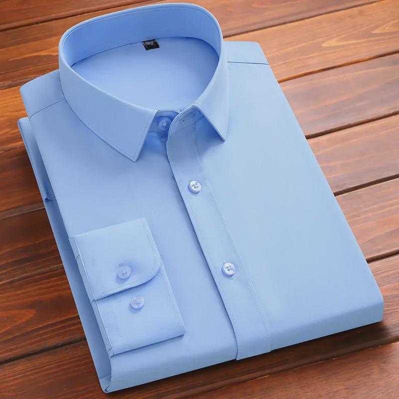 Bambu Elyafı Ütü Gerektirmeyen Erkek Slim Fit İş Gömleği - Uzun Kollu, Cepsiz, 2024 Sürümü