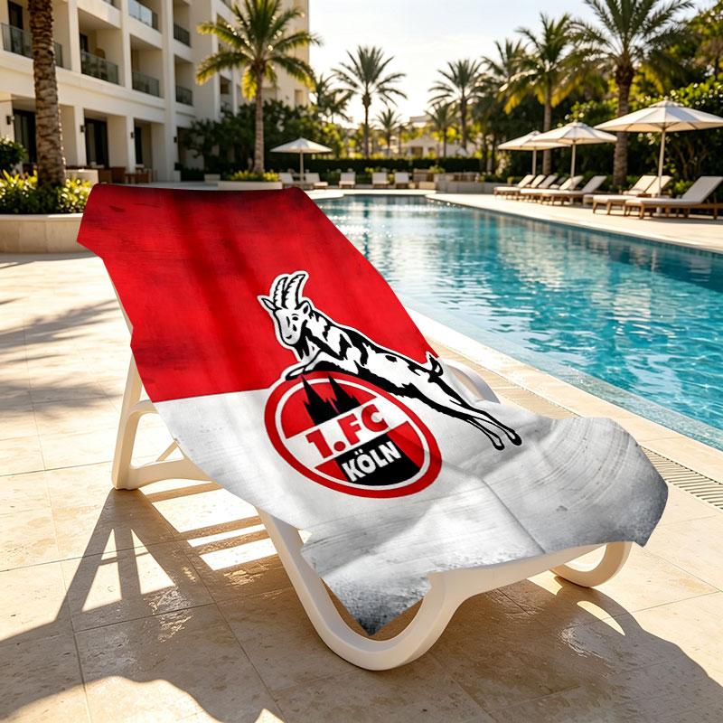 FC Koln Print Beach Towel Design, Soft, Lightweight. for Home Bathroom, Spa, Pool, Yoga, Surfing, Camping, Gift for Family, Friend
