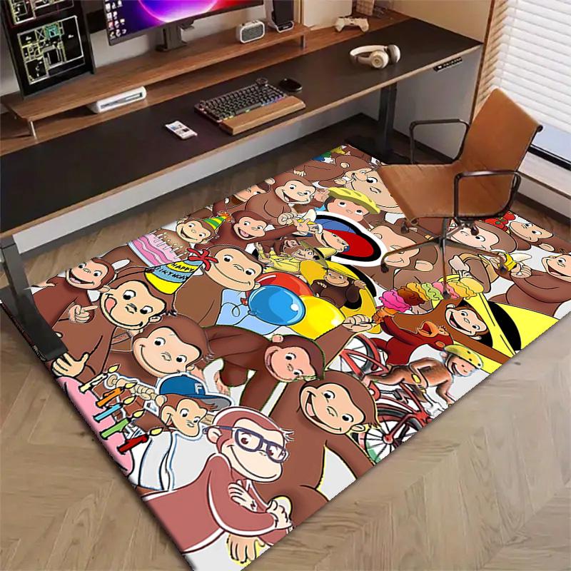 1pc Curious George Design Printed Area Rug Carpet for Bedroom Living Room Home Decor Rugs Mat Non Slip Mat Rug for Bedside