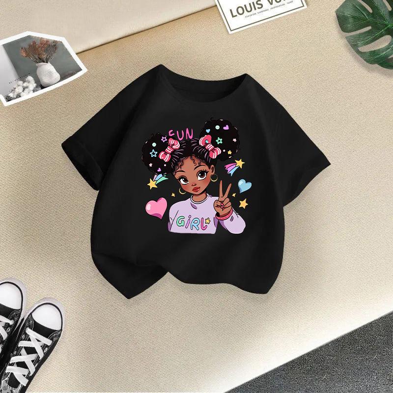 Girls' Cartoon Print Casual Round Neck Short-Sleeve T-Shirt - Summer Collection