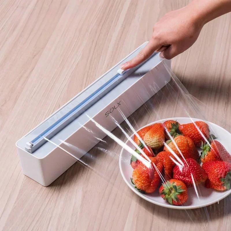 Dispenser per Pellicola da Parete Taglierina per Pellicola Estensibile Alimentare e Foglio di Alluminio Magnetico 2 in 1 Portarotolo Scatola Dispenser per Pellicola di Plastica Accessori da Cucina