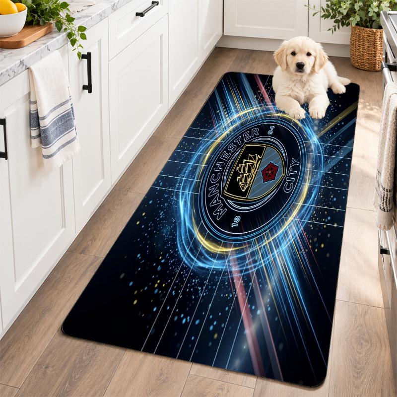 Flannel Kitchen Mat Manchester City Soft Area Rug Non Slip Floor Carpet Home Decoration
