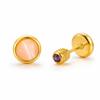 Birthstone Stud Earring for Women,18k Gold Plated Stainless Steel Cat Eye Stone Flat Back, Dainty Everyday Jewelry