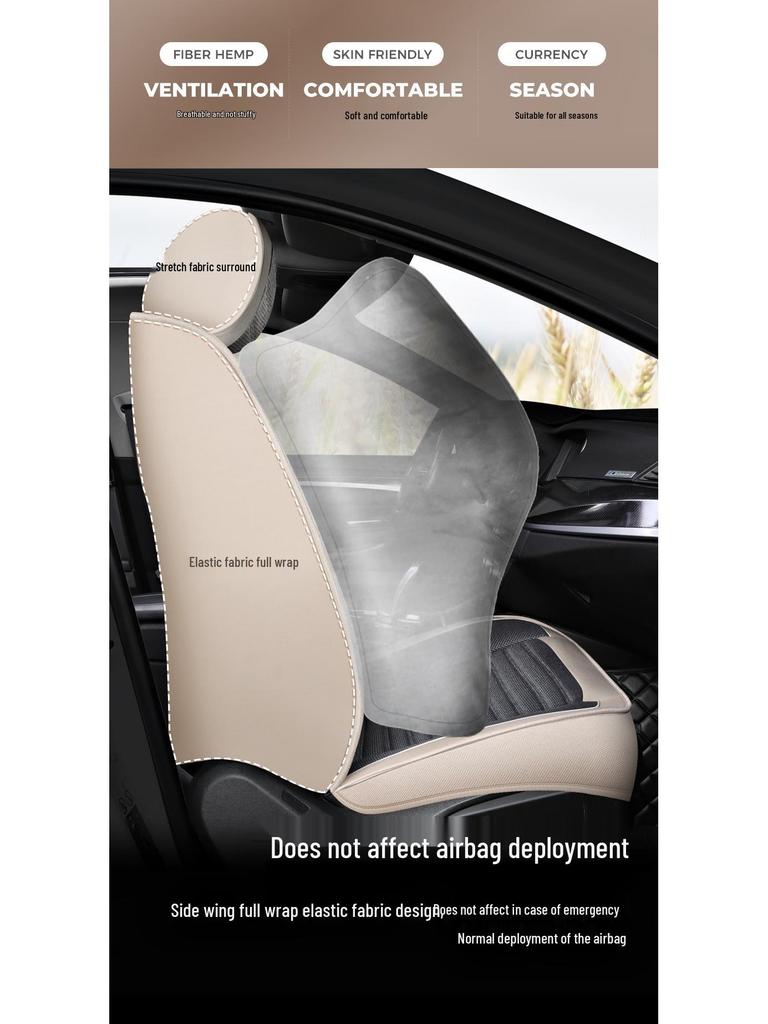 Universal All-Season Cartoon Linen Car Seat Cover - Full Wrap, Winter Special