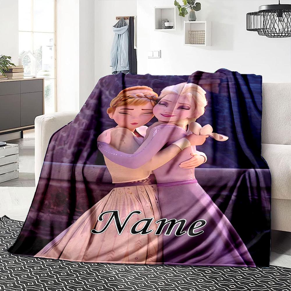 Custom Name Elsa'S Winter Fantasy Party Blanket For Couch Bed Plush Cozy Fuzzy Blanket Super Soft Warm Blankets For Fall And Winter 091665