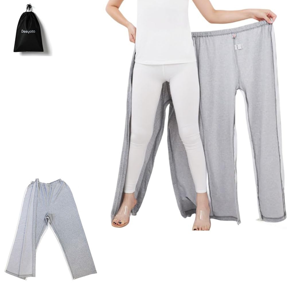 

DEEYOTA Уход за лежачими больными Подгузники и одежда Полностью легко надевать и снимать Размер L Брюки, Круглогодичное использование, Брюки на молнии, 100% хлопок, Пациенты, серый