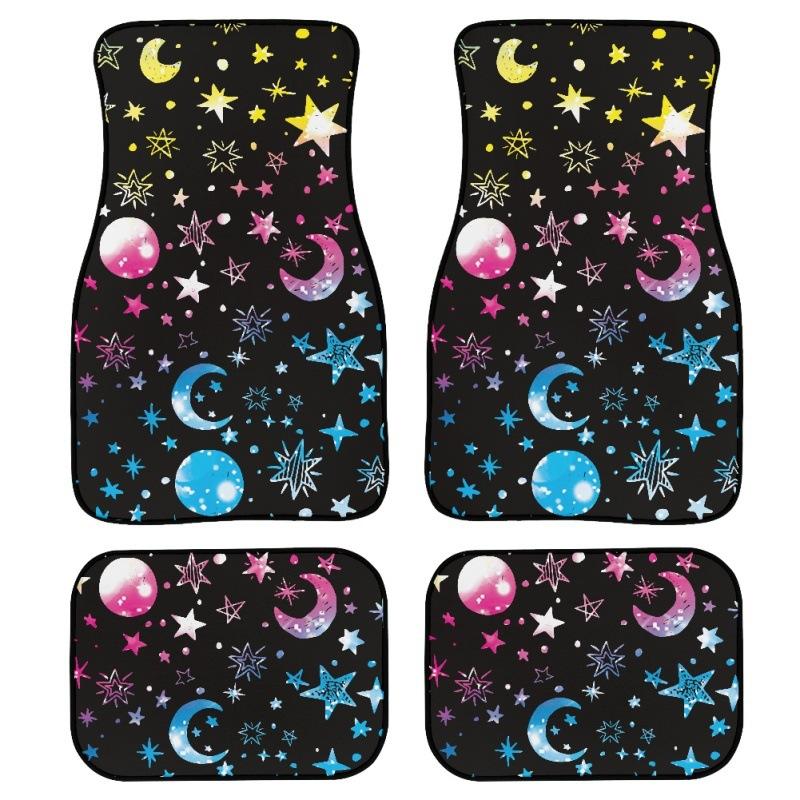Diy Printed Car Floor Mat Carpet Four-Piece Set Of Dirt-Resistant Floor Mat Universal Starry Sky
